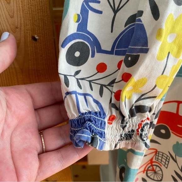 Mini Boden Colorful Vehicles Bikes Floral Print Long Sleeve Dress 9 - Picture 7 of 16